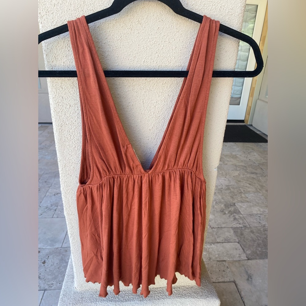 Urban Outfitters Burnt Orange Plunging Neckline Tank Top